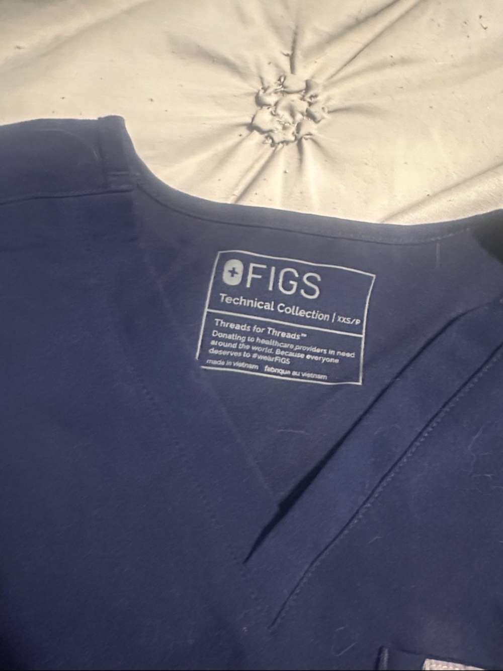 Figs Navy V-Neck Technical Scrub Top